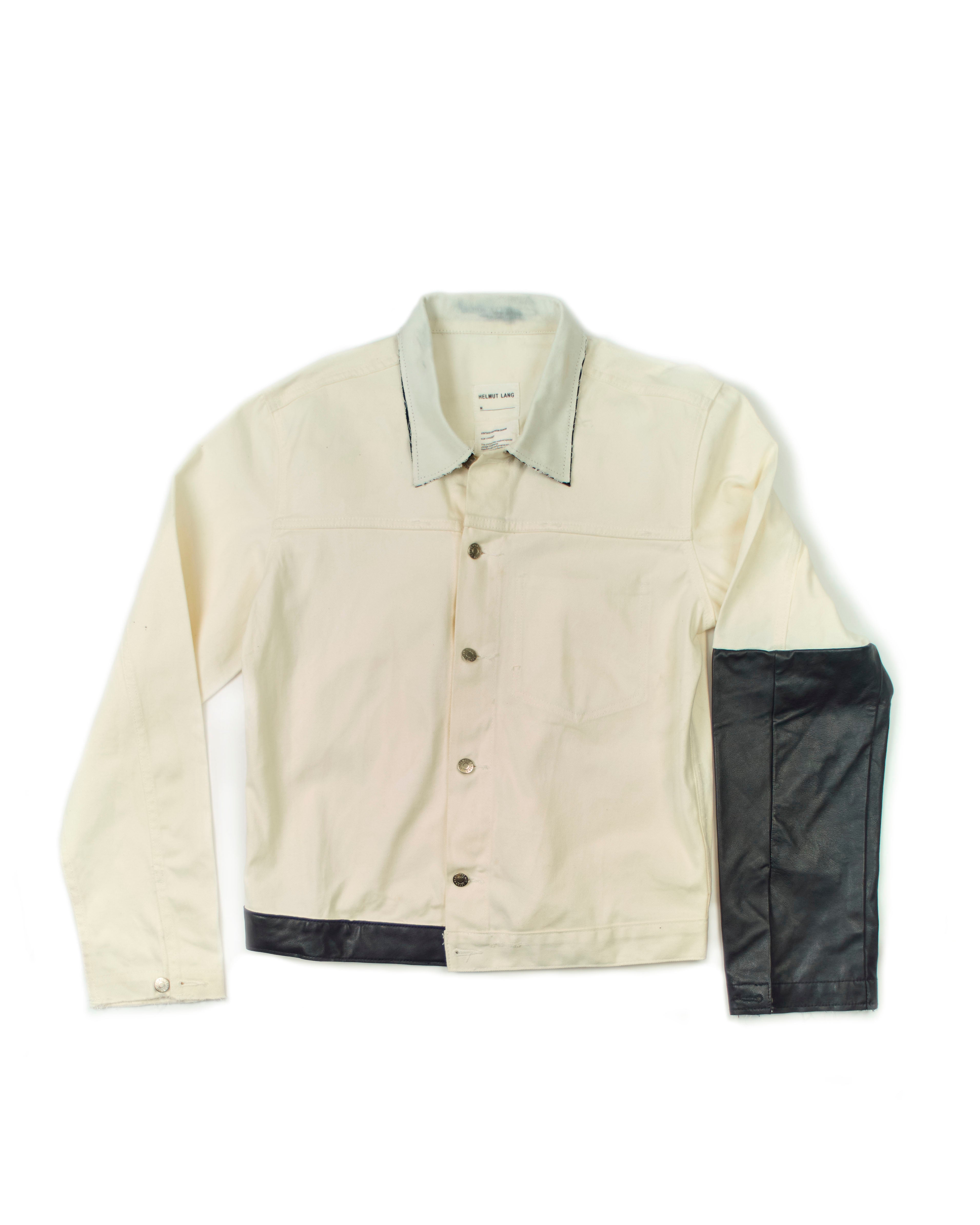 03ss Helmut Lang White/Black Leather Denim Jacket – scabs-research.store